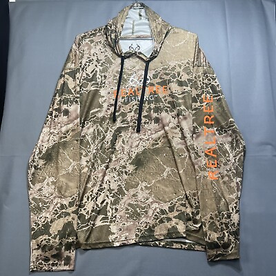#ad Real Tree Fishing Hoodie Mens 2XL Camo Pullover Lightweight Disrupted Creek Bank $14.99