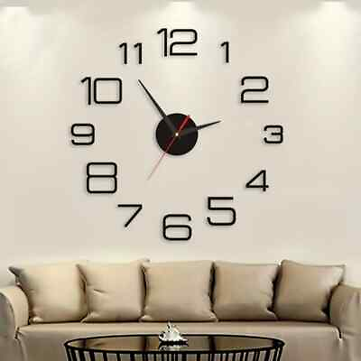 #ad Modern Design Large Wall Clock 3D DIY Quartz Clocks Fashion Watches Acrylic Mir $23.55