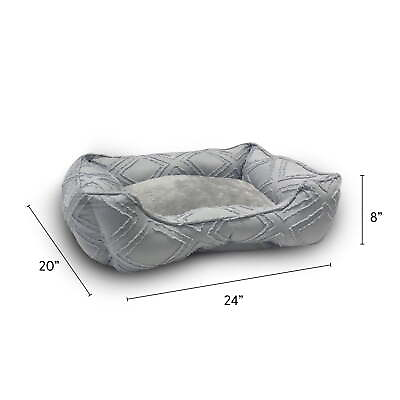 #ad Medium Cuddle Clipped Jacquard Dog Bed Gray $33.97