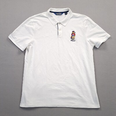 #ad Polo Golf Shirt Mens XL Ralph Lauren Polo Bear Logo White Wicking Preppy Golfer $53.89