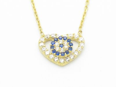 #ad EVIL EYE KABBALAH DIAMOND SET HAMSA HEART PENDANT BLUE $33.15