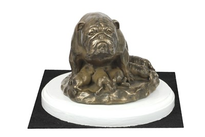 #ad English Bulldog Type 2 Figurine with A Dog On White Wooden Base $132.85