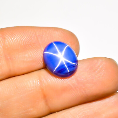 #ad Blue Star Sapphire Natural 6 Rays Oval Cabochon 09x11x04 MM Loose Gemstone $15.68