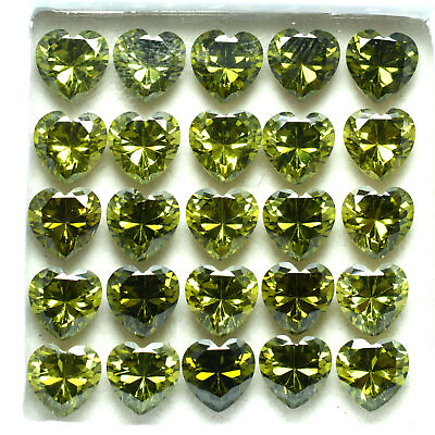 #ad 51 Pcs Natural Sapphire CERTIFIED Gemstone Lot Green Heart Shape 6x6 Size LOT $57.52