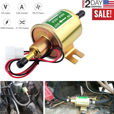#ad Inline Fuel Pump 12v Electric Transfer Low Pressure Gas Diesel Fuel Pump HEP 02A $8.29
