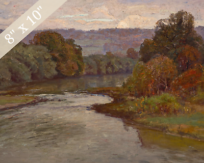 #ad Victorian Autumn River Landscape Giclee Print 8x10 on Fine Art Paper $14.99