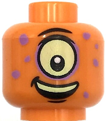 #ad Lego New Orange Minifigure Head Alien Medium Lavender Spots Piece $1.99