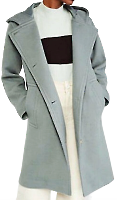 #ad NEW ANN TAYLOR GREEN HOODED DUFFLE COAT SIZE LARGE $59.99