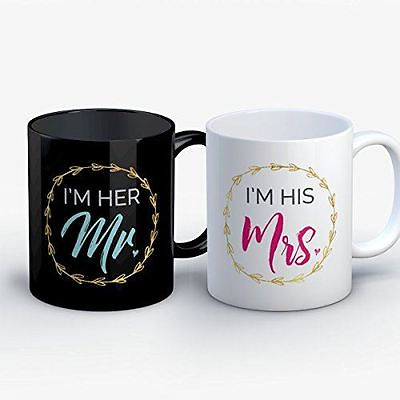 #ad Couples Coffee Mug Her Mr His Mrs Cute 11 oz Black White Ceramic Tea Cup A $32.95