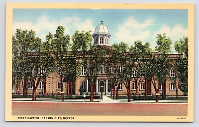#ad c1940s State Capitol Exterior Downtown Street Carson City Nevada NV Postcard $4.75