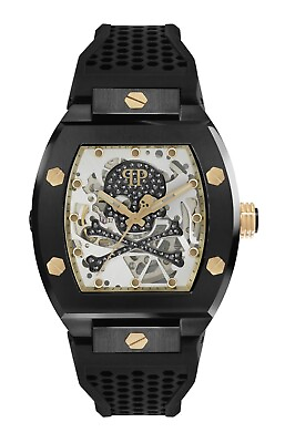 #ad Philipp Plein PWBAA0521 The Skeleton Automatic Black Watch $479.00