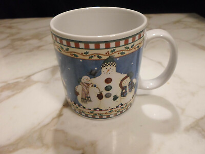 #ad Sakura Debbie Mumm Jolly Snowmen Coffee Tea Mug Cup Microwave Safe $10.99