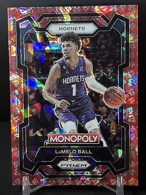 #ad 2023 Panini Prizm Monopoly #13 LeMelo Ball Free Parking Red Cracked Ice Hornets $16.99