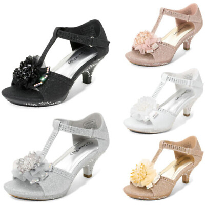 #ad Dream Pairs Girls Low Heel Pump Sandals Ankle T Strap Wedding Flower Dance Shoes $25.99