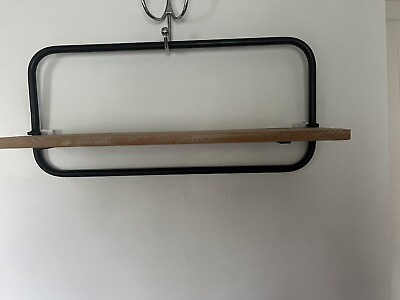 #ad Wood And Black Metal Folding Shelf New With Tags Great Decor $9.99