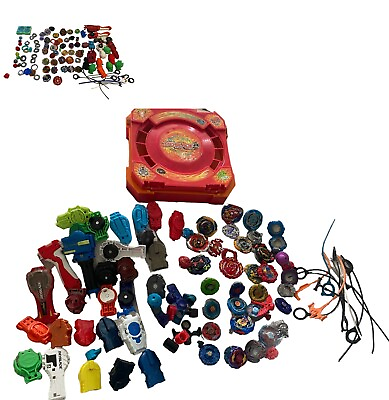 #ad Beyblade Mixed Lot Spinners Launchers Parts 150 Pieces Total Hasbro Tomy $72.99