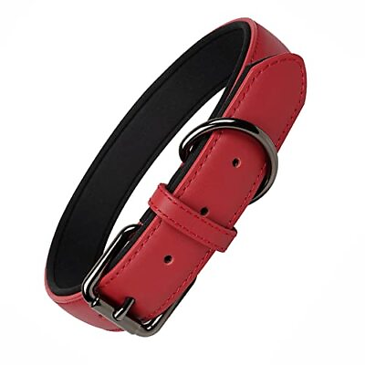 #ad Dog Collar Basic Leather Dog Collars for Medium Large Dogs Adjustable Soft Pa... $21.07