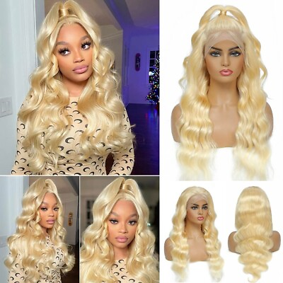 #ad 613 Blonde Human Hair Wig Pre Plucked For Women HD Lace Frontal Wigs For Women $70.58