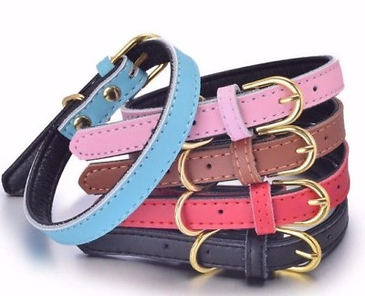 #ad 100% Genuine Leather Dog Pet Collar Soft Padded Comfortable Adjustable Quality $12.99