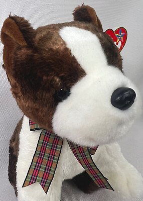 #ad TY BEANIE BUDDY Dog Sport 12 inches 2005 Boston Terrier plaid ribbon plush $15.99