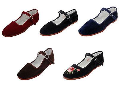 #ad New Womens Velvet Mary Jane Shoes Flat Slip On Ballet Sandals Colors Sizes 5 11 $10.70