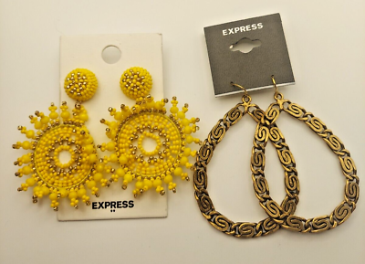 #ad Express Jewelry 2 Pack Earring Set NWT Yellow and quot;Brassquot; $27.99