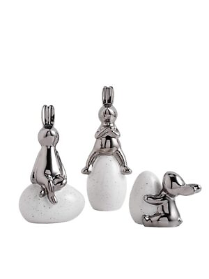 #ad Set of 3 Modern Ceramic Rabbit Figurines Bunny Decor Spring Decor Bunny Statu... $82.19