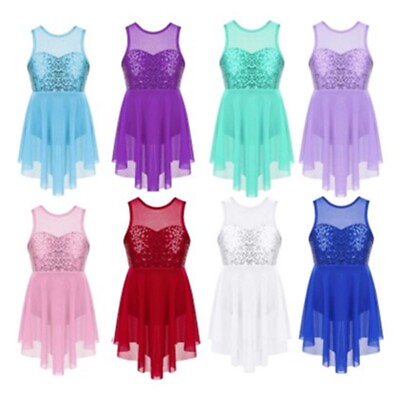 #ad Girls Lyrical Modern Dance Dress Shiny Sequins Ballet Leotard Dancewear Costumes $13.69