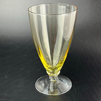 #ad Fostoria FAIRFAX YELLOW TOPAZ 6quot; 12oz Footed Iced Tea Tumbler Cup Glasses EUC $22.76