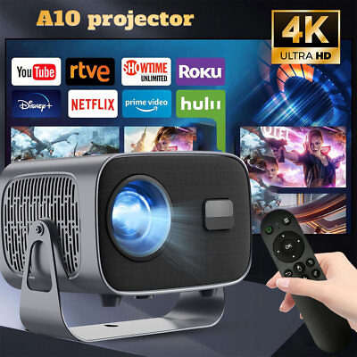 #ad 4K Mini Projector 20000 Lumen LED 1080P WiFi Bluetooth UHD Portable Home Theater $89.99