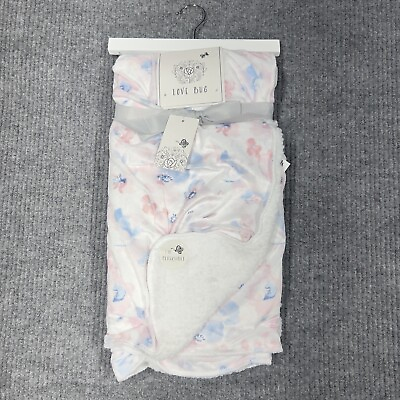 #ad Love Bug Cozy Baby Blanket White Floral Reversible Sherpa Fleece Soft 30x40 NWT $29.93
