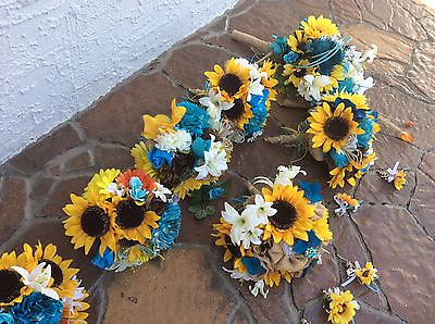 #ad Sunflower wedding flowers package bridal bouquet decorations 40pc RECEPTION plus $425.00