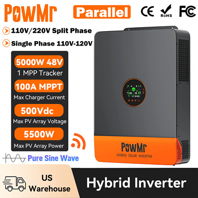 #ad 5000W 48V Solar Hybrid Inverter PV 500V Split Phase 120V 240V 100A Controller US $749.99