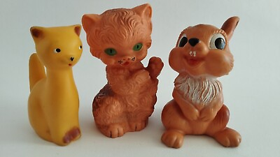 #ad Vintage 60#x27;s Lot of 3 Rubber Squeaker Toys $28.00