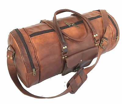#ad Leather Bag travel Extra Large luggage vintage overnight weekend duffel Gym Bag $106.99