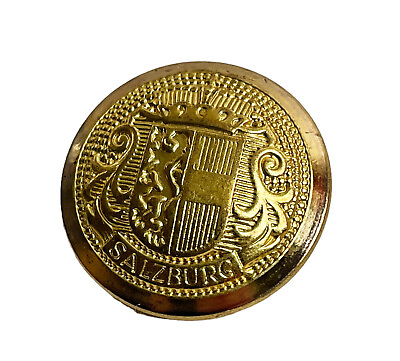 #ad Vintage Salzburg Crest Gold tone Metal Replacement Main button .90quot; $4.95