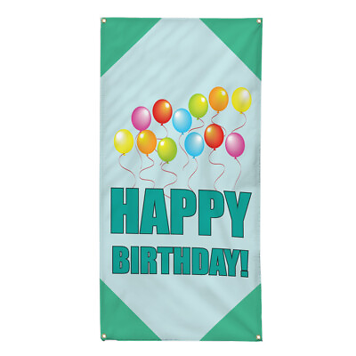 #ad Vertical Vinyl Banner Multiple Sizes Happy Birthday Balloons Lifestyle Outdoor $149.99