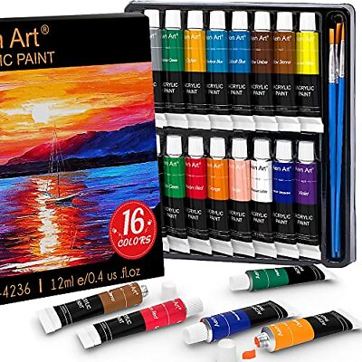 #ad Acrylic Paint Set 16 Colors Painting Supplies for Canvas Wood Fabric Ceramic $9.22