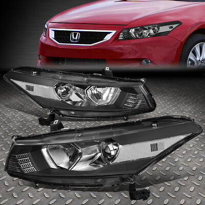 #ad FOR 08 12 HONDA ACCORD COUPE BLACK HOUSING CLEAR CORNER PROJECTOR HEADLIGHT LAMP $135.88