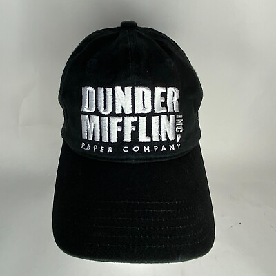 #ad Dunder Mifflin Paper Company Ball Cap Hat The Office Black Adjustable Baseball $14.99