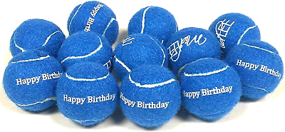 #ad Midlee Happy Birthday Dog Tennis Balls 12 Pack Small Blue $26.90