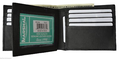 #ad Men#x27;s Leather Wallet Multi Card High Capacity Compact Bifold New Marshal® $10.99