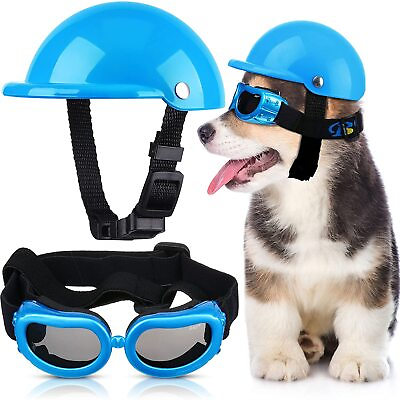 #ad XS S Pet Dog Helmet and Goggles Set Pet Motorcycle Helmet Dog Sunglasses Safety $19.99