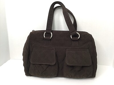#ad Vera Bradley Womens Espresso Brown Quilted Purse Handbag READ $14.99