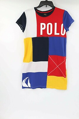 #ad Polo Ralph Lauren shirt dress women#x27;s Small cap sleeve patchwork nautical crew $25.97