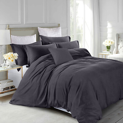 #ad New 3 Piece Charcoal Duvet Cover Set With Pillow Shams Twin Full Queen King Size $25.99