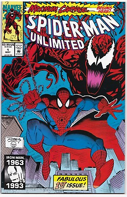 #ad Spider Man Unlimited #1 1993 Series Partially faded front cover Boarded Sleeve $19.99