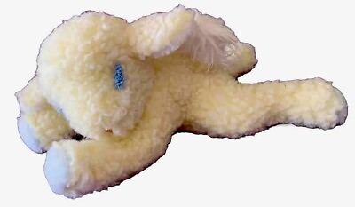 #ad VINTAGE Eden White Blue Baby Lamb Plush 14” Embroidered Eyes Rattle Tail RARE $19.99