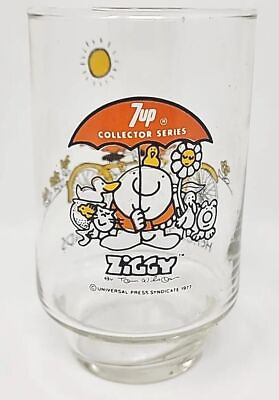 #ad 1977 Ziggy Tom Wilson 7UP Collector#x27;s Series Glass Orange MS1 $9.99
