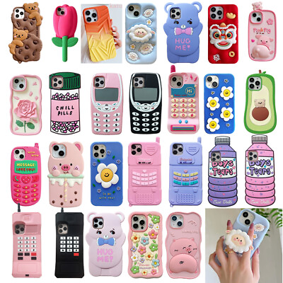 #ad Soft silicone Back Cover Shockproof Skin Shell 3D Cute cartoon animal phone case $9.99